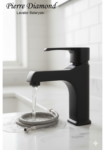 590-1 Lavabo Bataryası Lüks Ağır Tip Sabit Banyo Lavabo Musluğu Siyah Beyaz Gold Krom Siyah