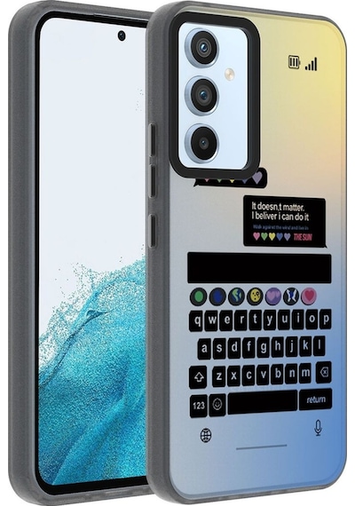 Samsung Uyumlu Galaxy A14 Kılıf Desenli Zore Dragon Sert Kapak Klavye