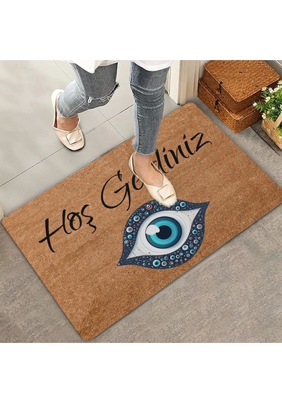 Valerine Life Aman Göze Gelmeyelim Nazar Boncuğu Hoş Geldiniz Kapı Önü Paspası 45x70cm