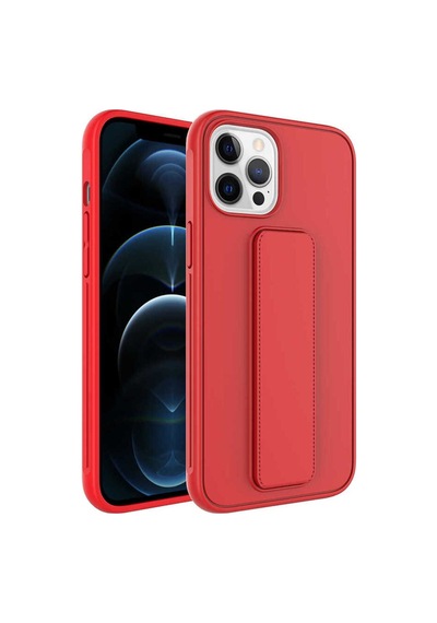 Apple Uyumlu iPhone 12 Pro Kılıf Zore Qstand Kapak Kırmızı