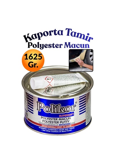 Süper Soft Polyester Macun 1625 Gr Çelik Macun Oto Araba Kaporta Tamir Dolgu Ve Yoklama Macunu Ahşap Metal Fiber Uyumlu Kolay Zımparalanan Sertleştiricili
