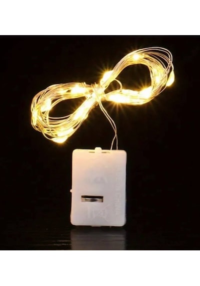 1 Metre Sarı Peri Led Işık Piller Dahil Dekoratif Aydınlatma Su Geçirmez
