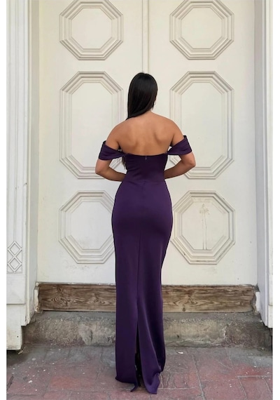 Mmb-trade Dik Uzun Abiye Payetli Yaka Elbise Kollu Maxi Renk: Siyah Beden: L Mmbz