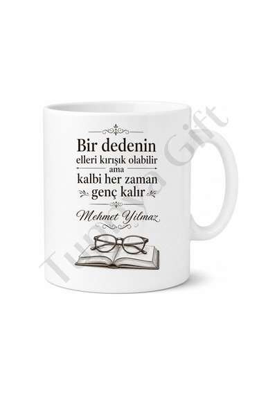 Dünyanın En İyi Dedesi Yazılı Kupa Bardak Dedeye Özel Hediye Beyaz / Çok Renkli