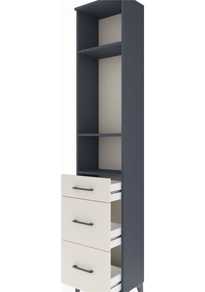 Arges Dolap 3 Raflı 3 Çekmeceli 44x30x221 Antrasit-aytaşı Antrasit