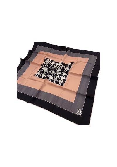 Levidor Twill İpek Eşarp - Kazayağı Desen - Somon - Somon