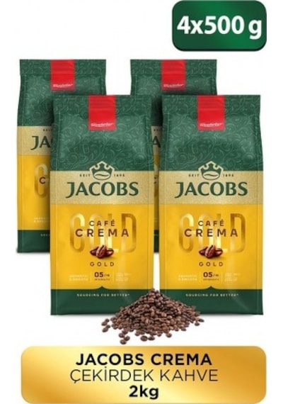 Jacobs Cafe Crema Çekirdek Kahve 500 Gr X 4 Adet PKT.JACOBS.028 Çekirdek