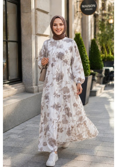 Hb Harma Time Butik Kadın Düğmeli Desenli Modal Kumaş Kahverengi Elbise Kahverengi Kahverengi Hb Harma Time Butik Kadın Düğmeli Desenli Modal Kumaş Kahverengi Elbise Kahverengi Kahverengi