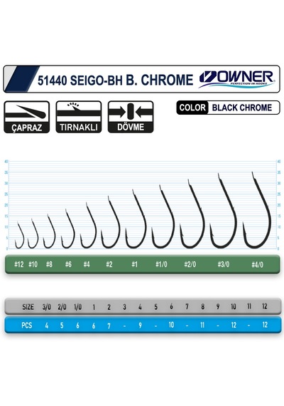 Owner 51440 Seigo-Bh Black Chrome İğne