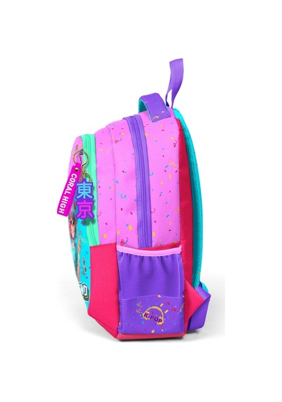 Coral High Kids Pembe Turkuaz K-pop Desenli Üç Bölmeli Okul Sırt Çantası 14427 Pembe - Turkuaz