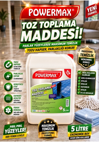 Powermax Toz Toplama Maddesi 5 Litre Profesyonel Zemin Bakım Ürünü Tekli