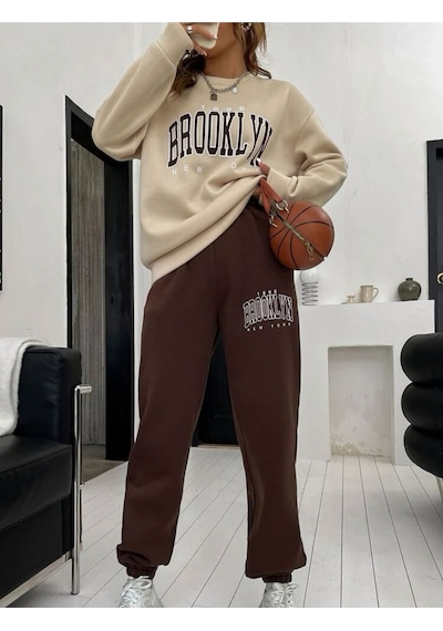 Hırsch Kadın Brooklyn Baskılı Eşofman Takımı Bejkahve