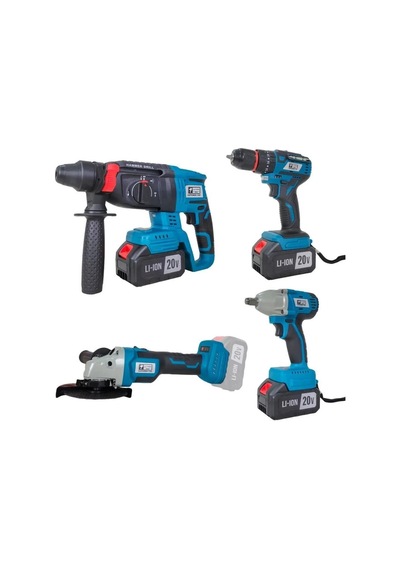 Catpower 1380 Kömürsüz Akülü Set Darbeli Vidalama+kırıcı-delici-avuç Taşlama+somun Sıkma+3 Adet 4amp Akü