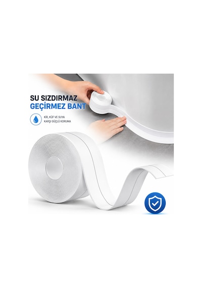 3,2m Su Geçirmez Sızdırmazlık Bandı Küvet Lavabo Duş Mutfak Kenar Bandı Yapışkanlı Pvc