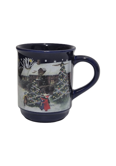 Vintage Christmas Kar Yağışı Temalı Porselen Kupa 9cm 005 Çok Renkli