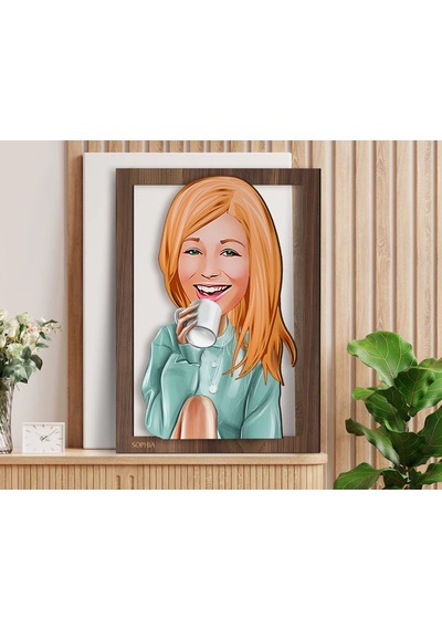 Bk Gift Kişiye Özel Kadın Karikatürlü 3d Ahşap Tablo-102, Arkadaşa Hediye, Karikatürlü Tablo Kobitmeyen138372 Bk Gift