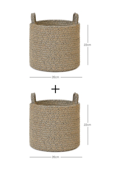 Ocean Home Textile 2'li Siyah Kırçıllı Jüt Halat Sepet Set 26 x 22 cm