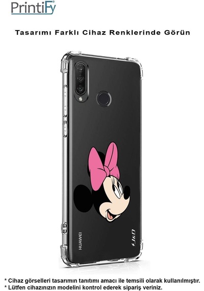 Samsung Galaxy M15 İle Uyumlu Mickey Mouse 1 Baskılı Şeffaf Köşe Korumalı Antişok Kılıf