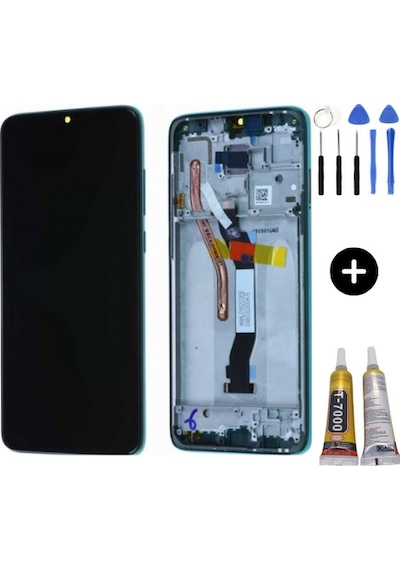 Redmi Note 8 Pro Uyumlu Hk Çıtalı Lcd Ekran Dokunmatik Yeşil + Montaj Seti