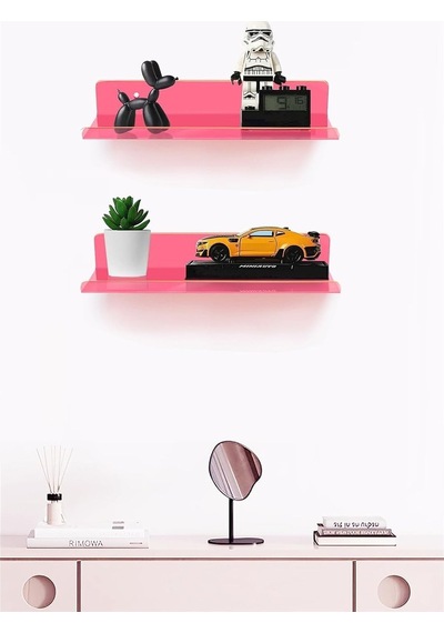 Pleksi Duvar Raf Neon Pembe, 40cm X 10cm Diğer