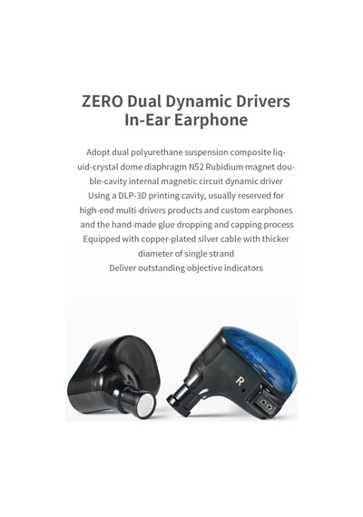 Ayrex Zero Mavi Dual Dynamic Drivers In-ear Headphone Sahne, Stüdyo Veya Odyofil İçin Çift Sürücülü Kulak İçi/ Genel