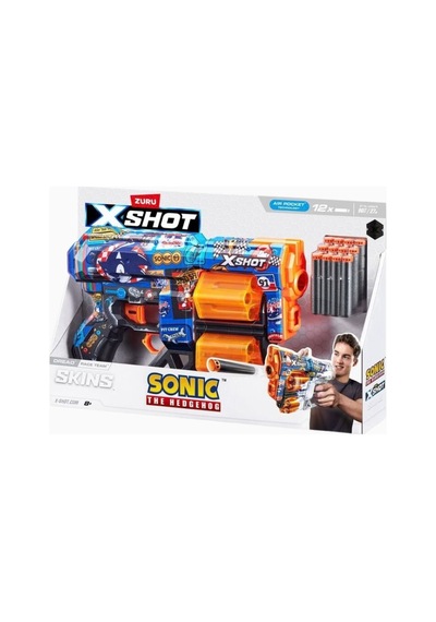X Shot Zuru X-shot Skins Dread Sonic 12 Dart Kapasiteli Oyuncak Blaster Nerf, Oyuncak Tabanca Çok Renklli