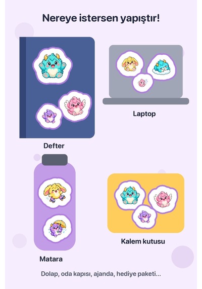 Pofuduklar Kulübü 8 Adet Sticker Çıkartma Seti A4 Defter Ve Laptop İçin Çok Renkli