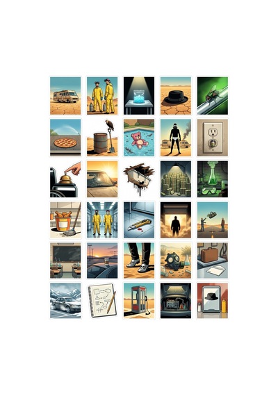 30 Adet Breaking Bad Temalı Sticker Seti - Laptop Defter Telefon İçin Çok Renkli