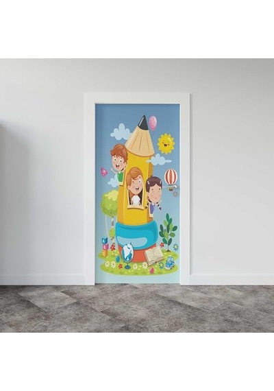 Kapı Giydirme Kapı Sticker Folyosu Kalem Çocuk Çok Renkli