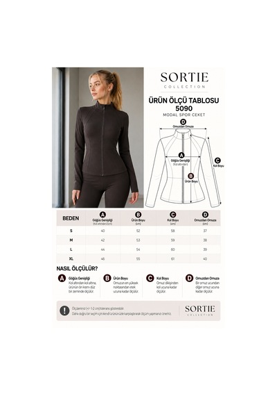 Sortie Collection Dik Yaka Fermuarlı Korse Dikişli Modal Ceket Kahverengi