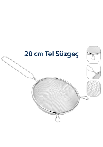 Lunaev 20 Cm Tel Süzgeç Metal Saplı Kulaklı 50 x 22