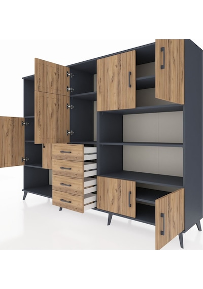 Hyperion Dolap 9 Raflı 4 Çekmeceli 8 Kapaklı 220x44x163 Antrasit-çam Atlas Çam - Antrasit Hyperion Dolap 9 Raflı 4 Çekmeceli 8 Kapaklı 220x44x163 Antrasit-çam Atlas Çam - Antrasit