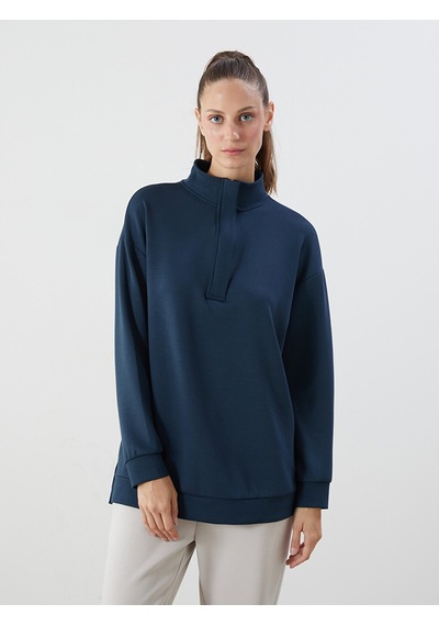Lcwaıkıkı Classic Lacivert Dik Yaka Kadın Sweatshirt Tunik