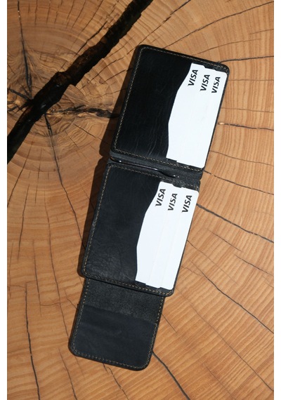 Lenax Leather Milano Hakiki Deri Cüzdan Kartlık Nakit Para Klipsli Bozuk Para Cepli Erkek Cüzdan Siyah