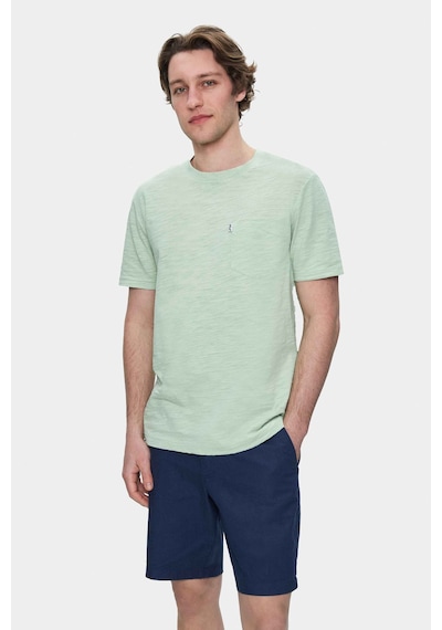 Ucla Caleb Duman Yeşili Bisiklet Yaka Cepli Standard Fit Erkek Tshirt Duman Yeşili Yeşil
