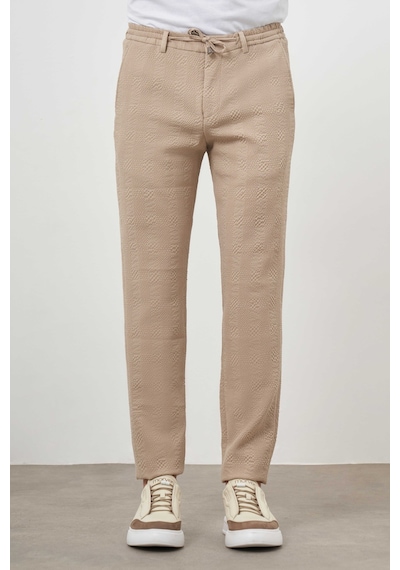 Morven Erkek Bej Poliviskon Trend İpli Jogger Slim Fit Spor Pantolon Bej