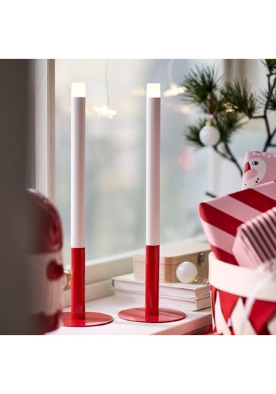 Ikea Stråla Led'li Şamdan, Kırmızı, Pilli 54405735