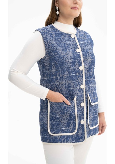 Aker 24ss09569112 Büyük Beden Yelek 24ss09569112 004 Mavi