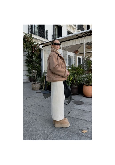 Verymoda Nubuk Yakası Kürklü Mont F1553 Vizon Vizon