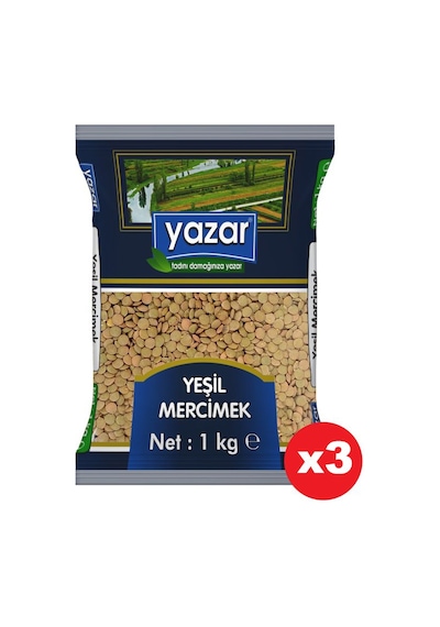 Yazar Yeşil Mercimek 1 Kg X 3 Paket