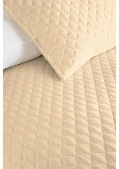 Krem Minimal Genç Odası Tek Kişilik Pike Takımı - Bej Geometrik 160x220 Cm Kapitone Yatak Örtüsü Ekru