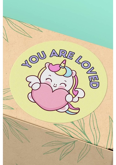 You Are Loved Kalpli Unicorn Sticker 3x3cm St2215 Çok Renkli