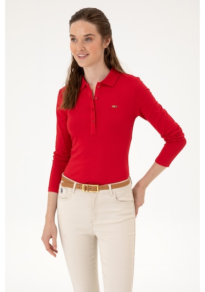 U.S. Polo Assn. Kadın Kırmızı Basic Polo Yaka Sweatshırt 50313593-VR030
