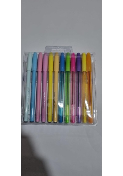Mynote Line Ball 12'li Tükenmez Kalem Seti, 6 Neon 6 Pastel, 1.0mm Genel