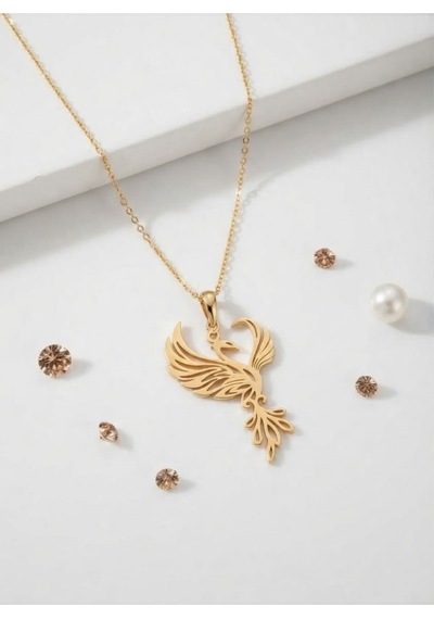 925 Ayar Gümüş Zarif Anka Kuşu Kolye.rose.gold.rodaj Renk Seçeneği