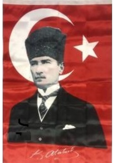70x105 Atatürk İmzalı Kalpaklı Poster Atatürk Bayrak