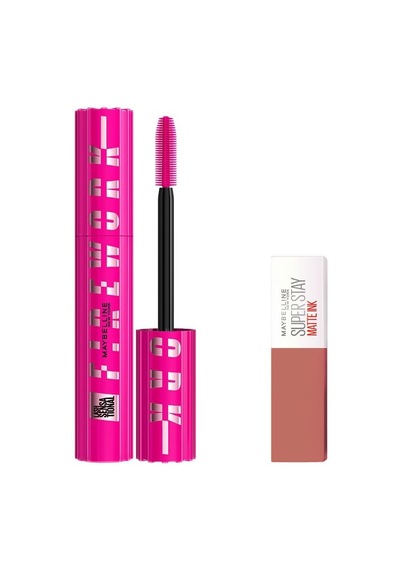 Maybelline New York Lash Sensational Firework Maskar& Mini Super Stay Matte Ink Likit Mat Ruj - 65 Seductress Makyaj Seti 0