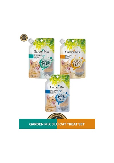 Mix Cat Treat Tavuk & Ton Balık & Somon Ezmeli Kedi Ödül Maması Seti 3x80 Gr