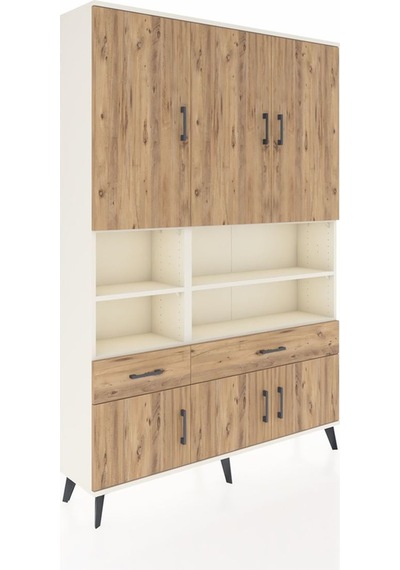 Arges Dolap 8 Raflı 2 Çekmeceli 6 Kapaklı 132x30x195 Aytaşı-çam/çam Atlas Çam/atlas Çam