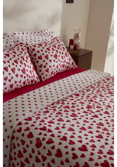 Karaca Home Amour Bliss %100 Pamuk Tek Kişilik Nevresim Takımı Kırmızı Kırmızı